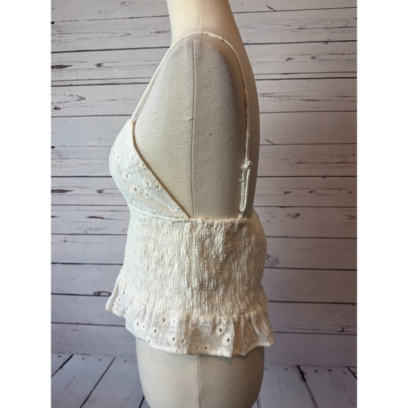 Zara Shirt Lined cami tank top Medium Blouse Ruffle Peplum Lace Y2K 80s NWT Boho - Picture 8 of 8